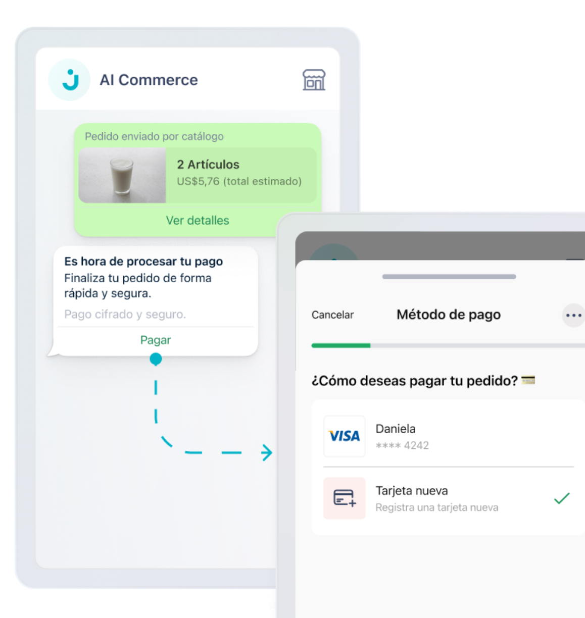 Flujo de pago directo dentro de WhatsApp