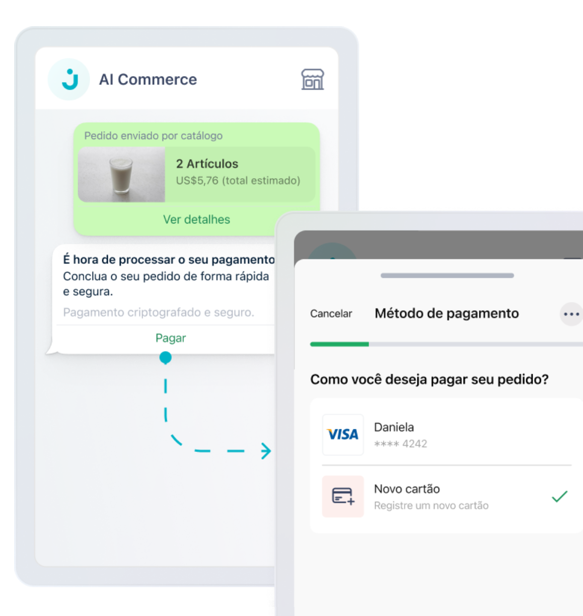 Fluxo de pagamento direto dentro do WhatsApp